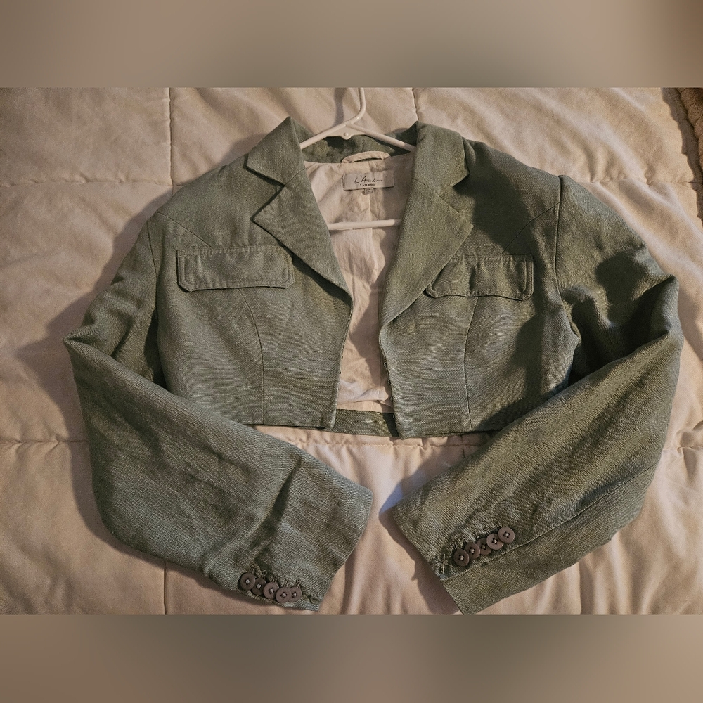 L'a academie cropped sage blazer jacket